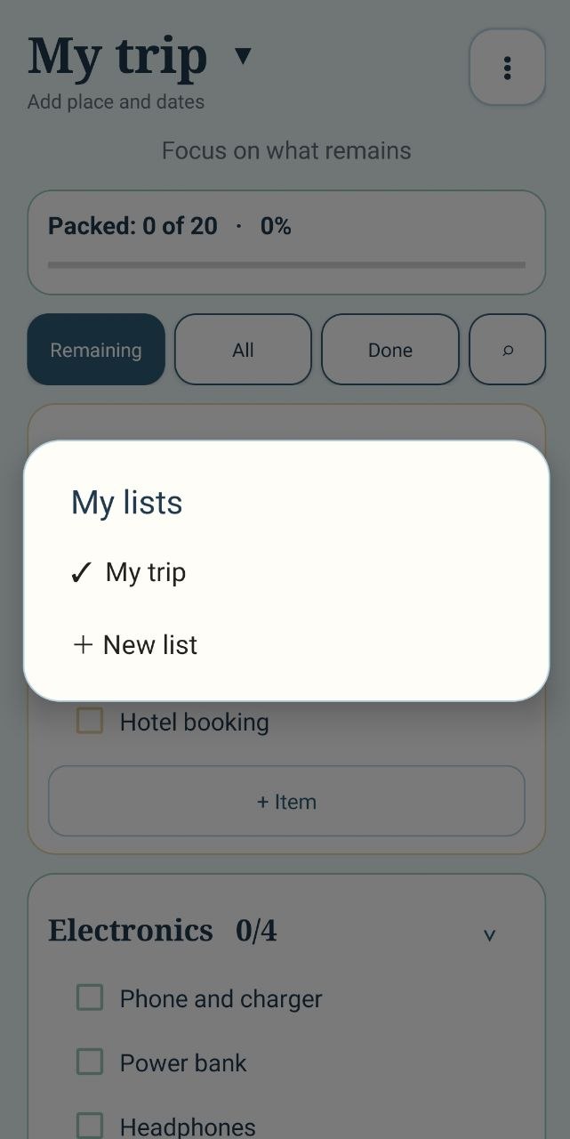 GoList list selector